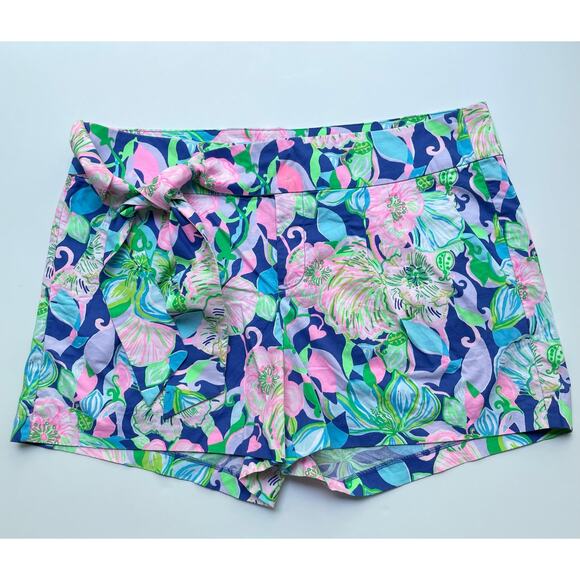 Lilly Pulitzer Kaden Stretch Shorts Multi Beak Calm Carry On 4" Inseam Size 16 - Picture 1 of 8